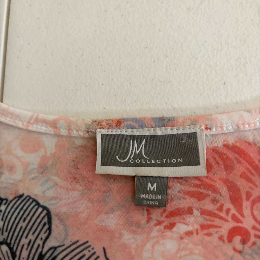 JM Collection Blouse Women's Medium Floral 3/4 Sleeve Round Neck Boho Top - Picture 6 of 8